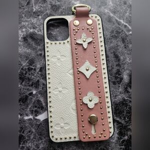 Pink and White Studded Phone Case